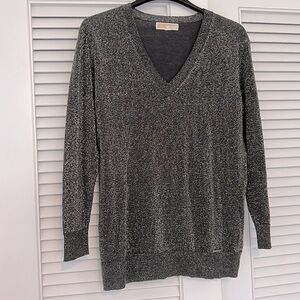 Michael Kors metallic sparkle Vneck sweater